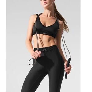 Alo Yoga Airlift Line Up Bra and High Waist 7/8 Line Up Leggings Small Black